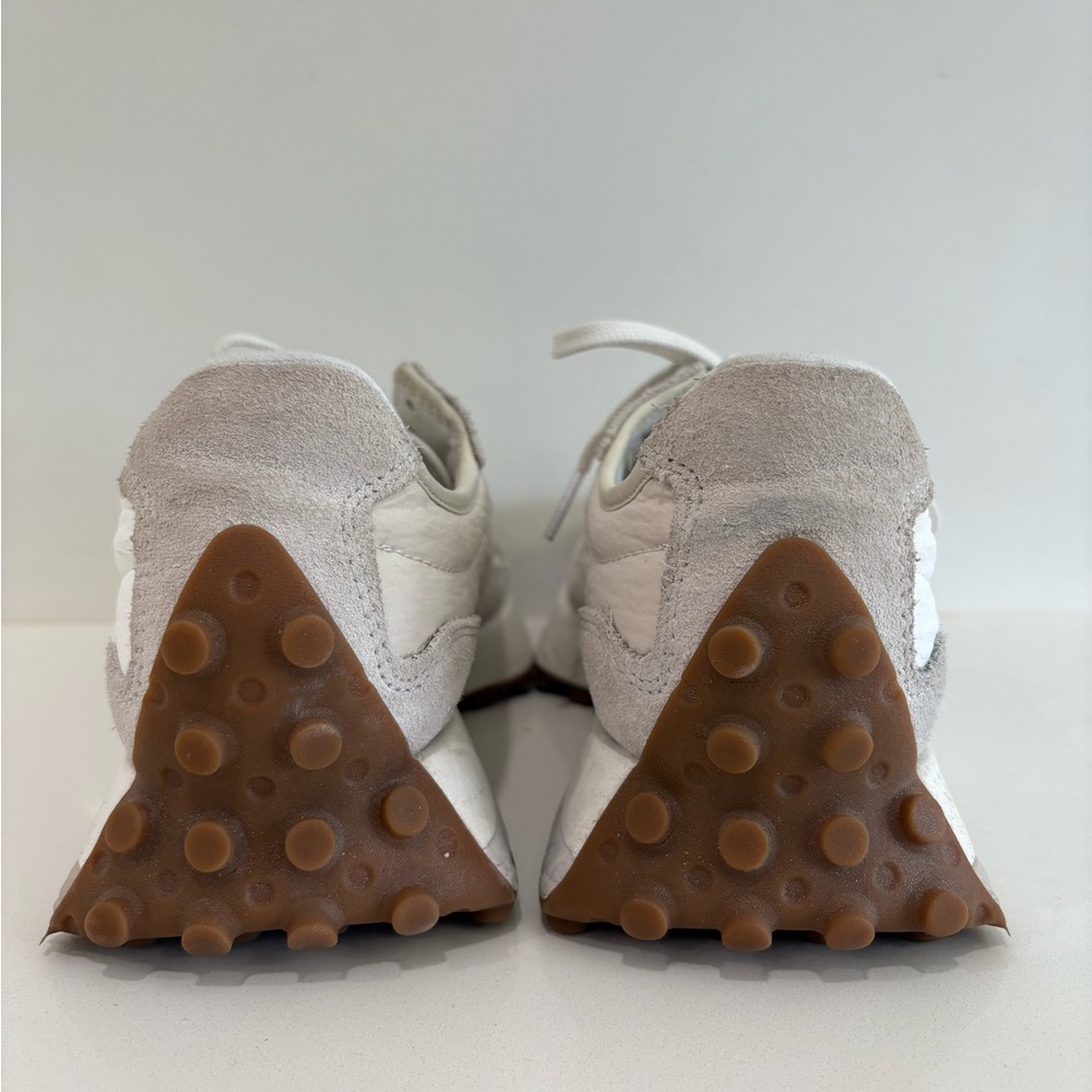New Balance Women’s Athletic Sneakers in White and Light Gray with Gum Sole - Picture 3 of 10